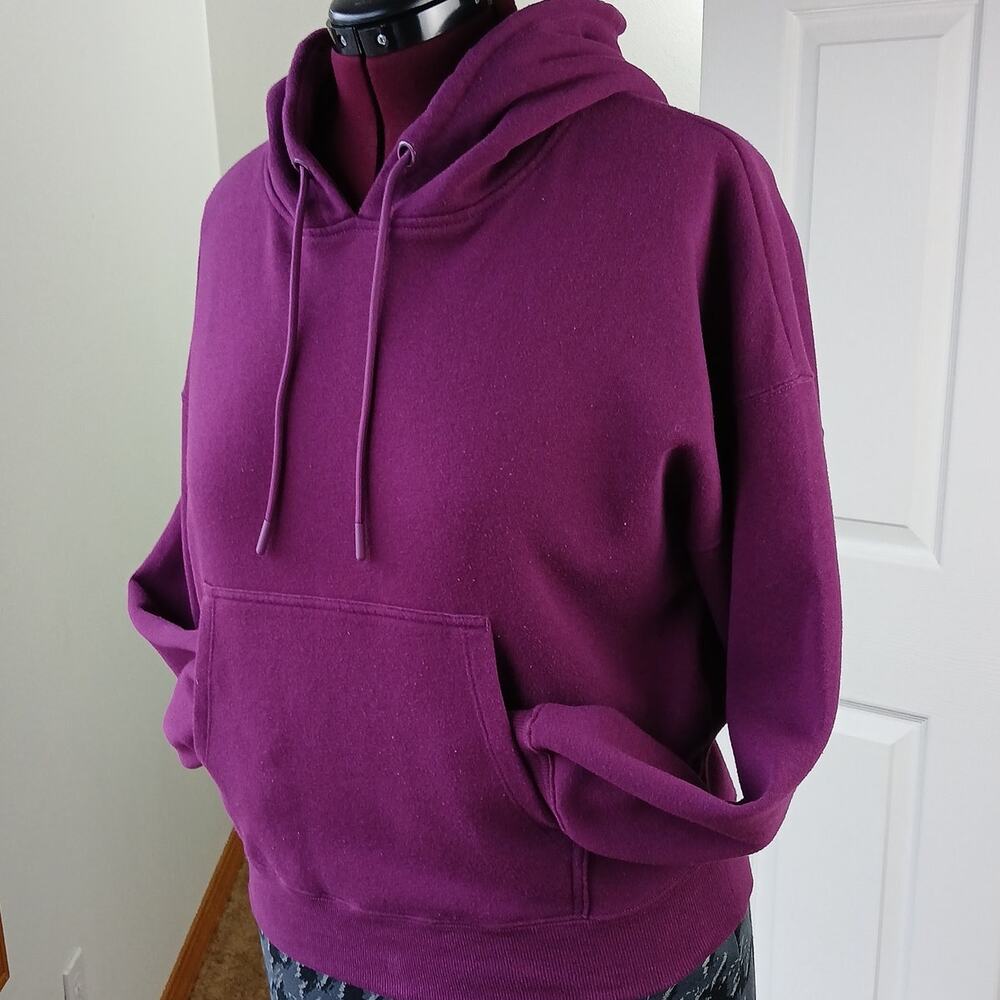 Plum Purple Pullover Hoodie M/L ? unbranded warm fleece pouch pocket